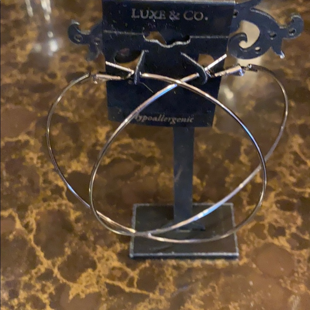 Large gun metal hoop pierced earrings NWT